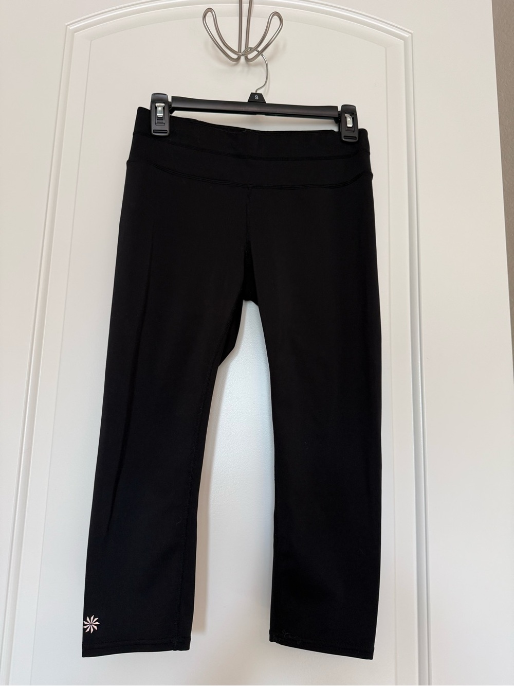 Athleta Black Capri Leggings with Hem Logo